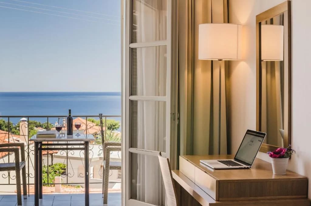 A private balcony looking out over the bay