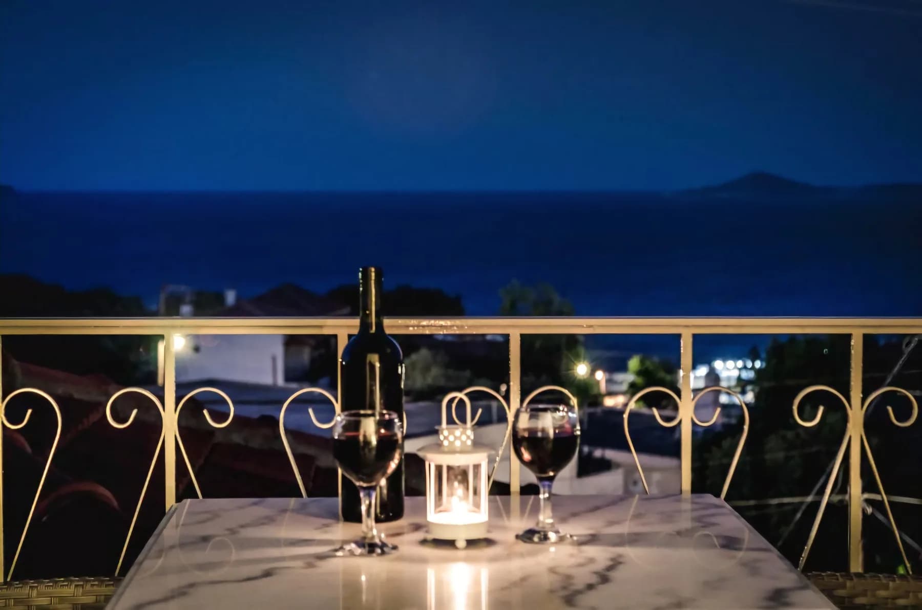 A balcony table in the evening light